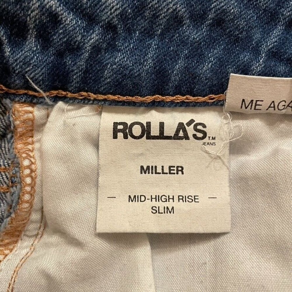 Rolla's Miller High Rise Slim Jeans Ripped Knees Distressed Light Wash - Picture 5 of 10